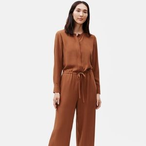 100% Silk Georgette Crepe Mandarin Collar Jumpsuit